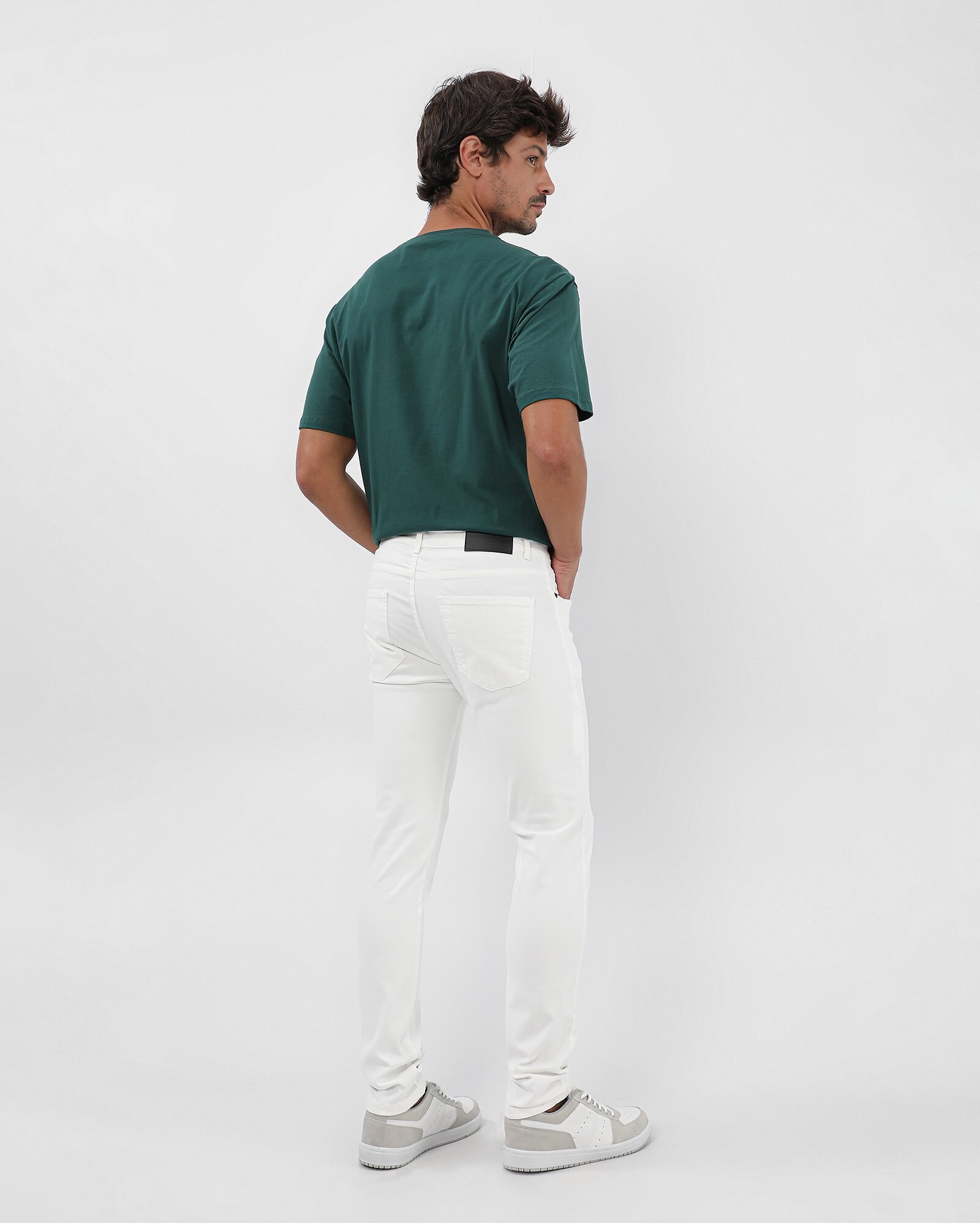 Calça sarja masculina skinny clássica - Branco | Pool Jeans — foto 2