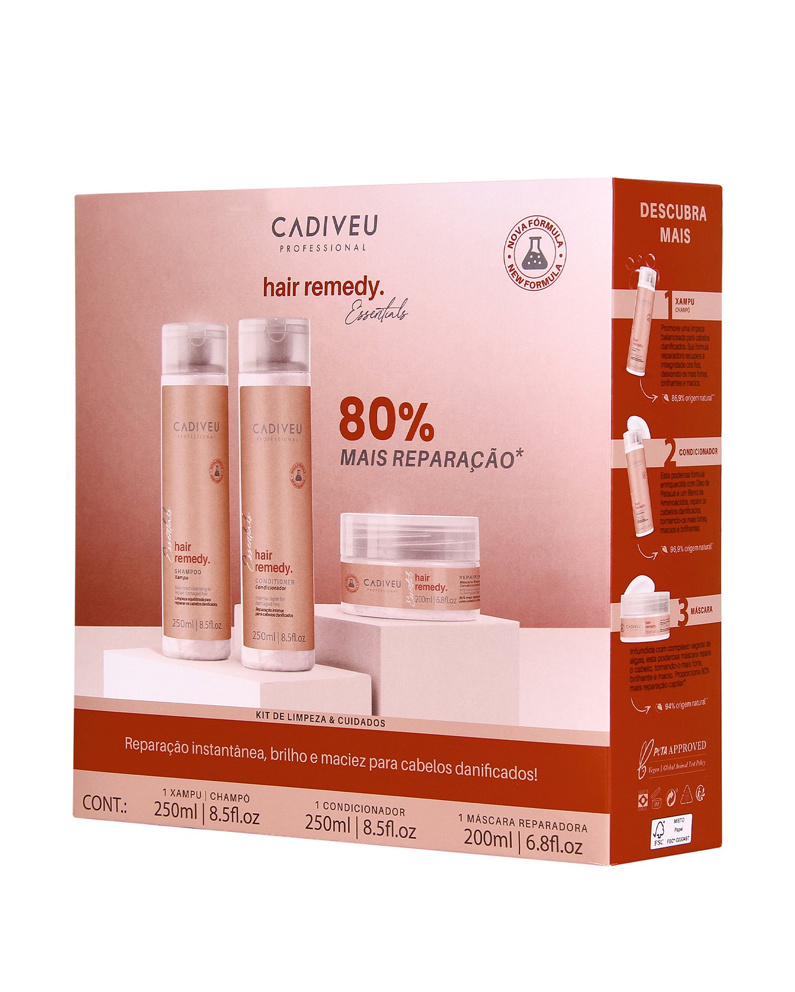 Kit Professional Essentials Hair Remedy Reparação 3 itens | Cadiveu
