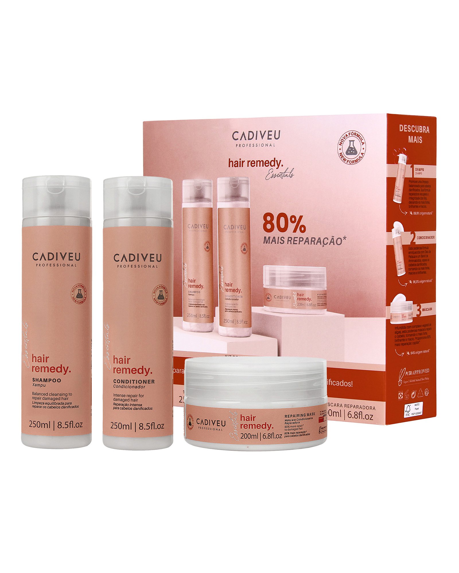 Kit Professional Essentials Hair Remedy Reparação 3 itens | Cadiveu