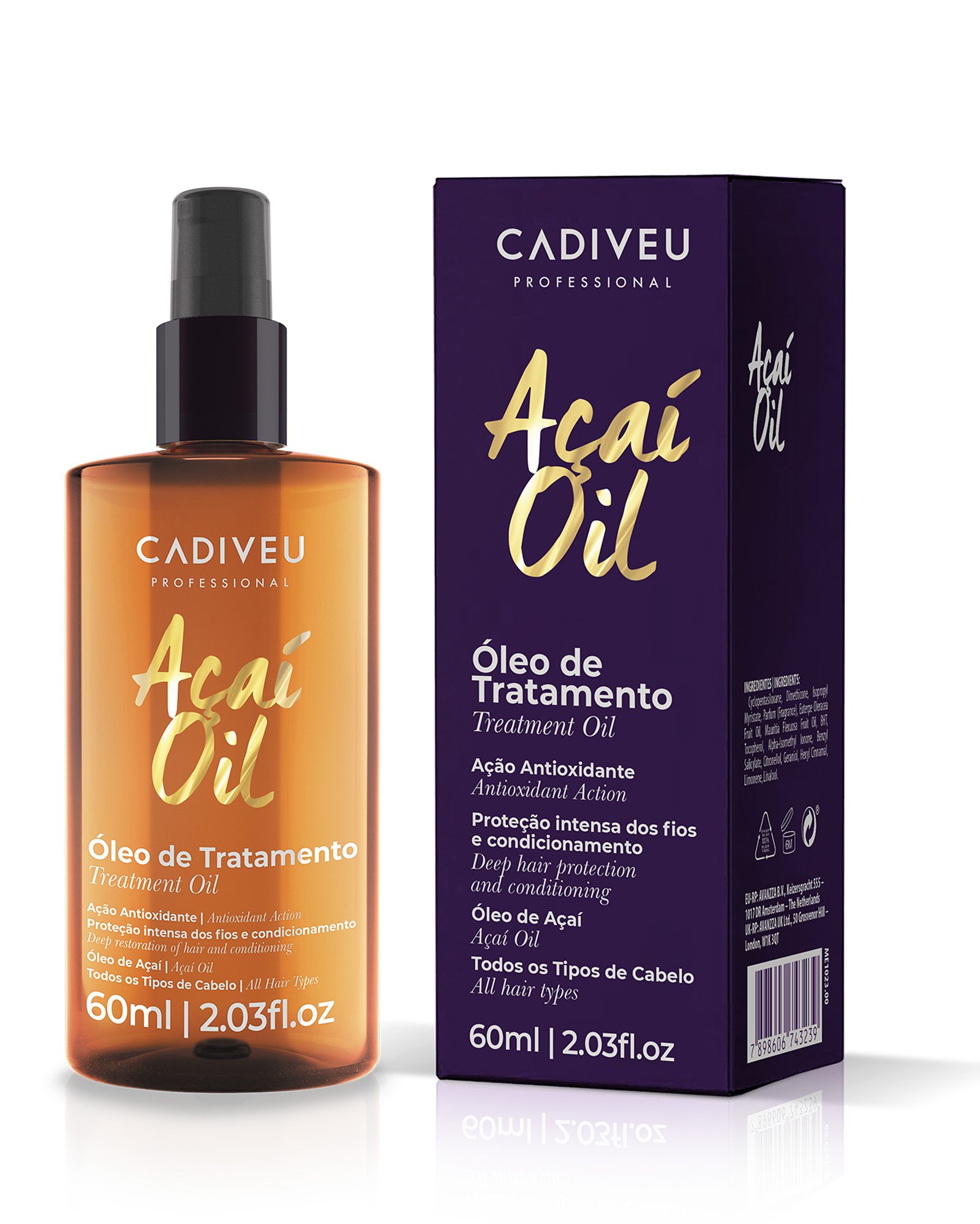 Óleo capilar de tratamento profissional Açaí 60ml | Cadiveu