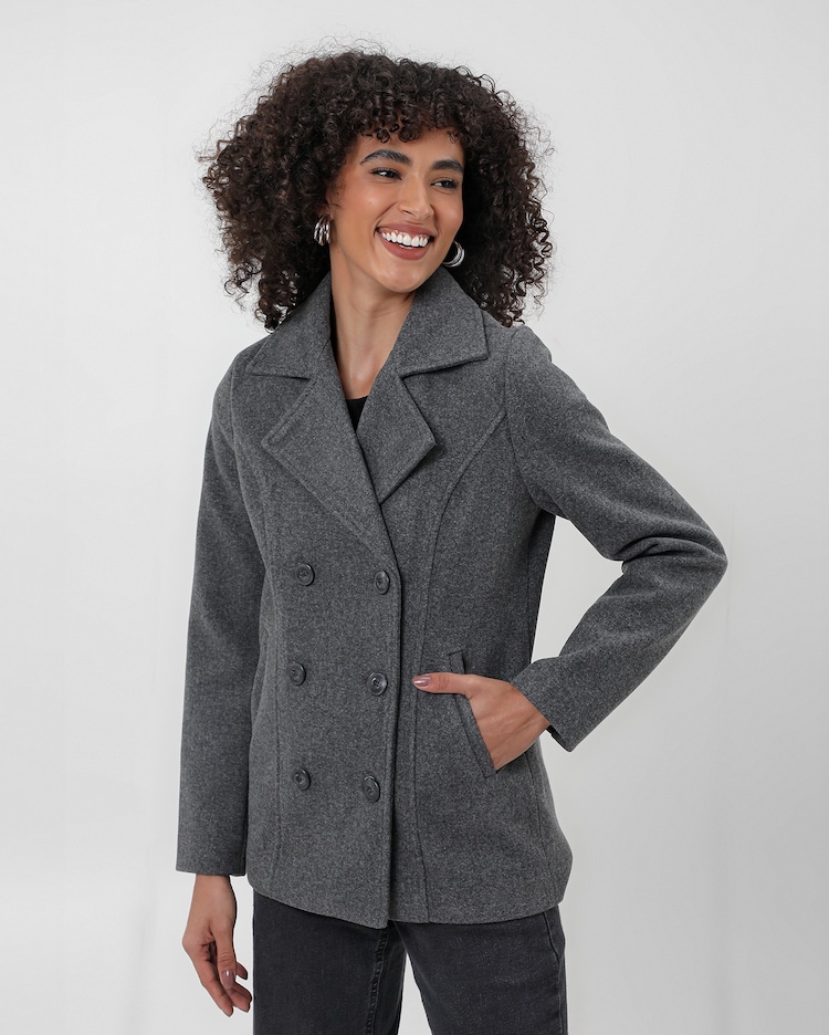 Riachuelo Casaco feminino em polivelour com botões frontais