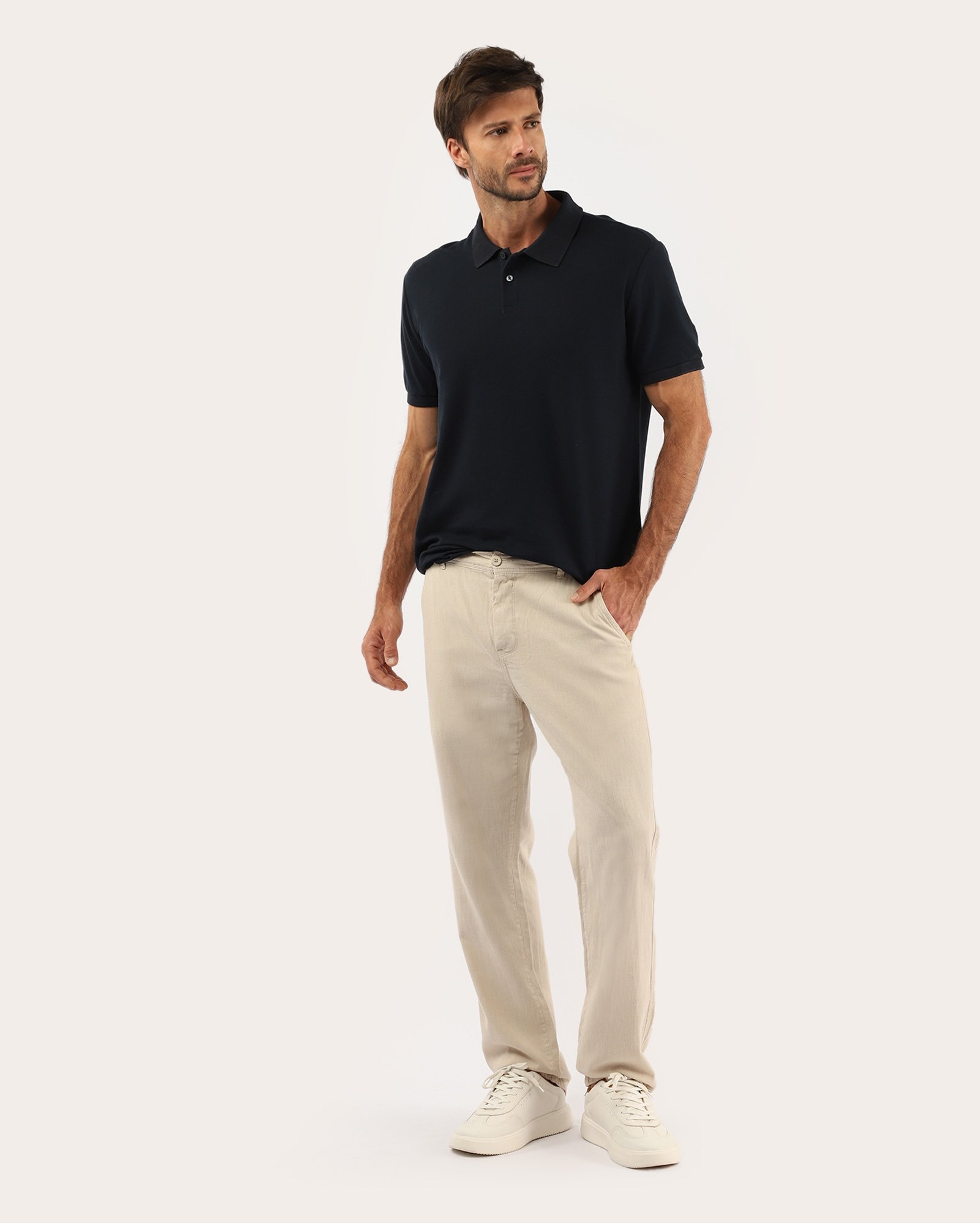 Camisa polo masculina Pool Legacy regular piquet - Azul Escuro