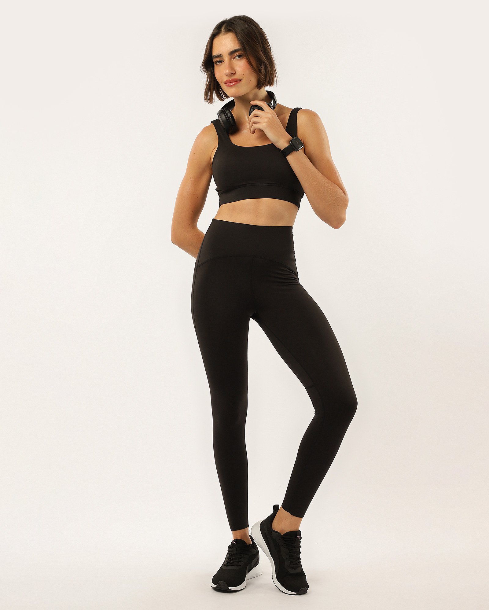 Calça legging de poliamida superfit - Preto | BodyWork
