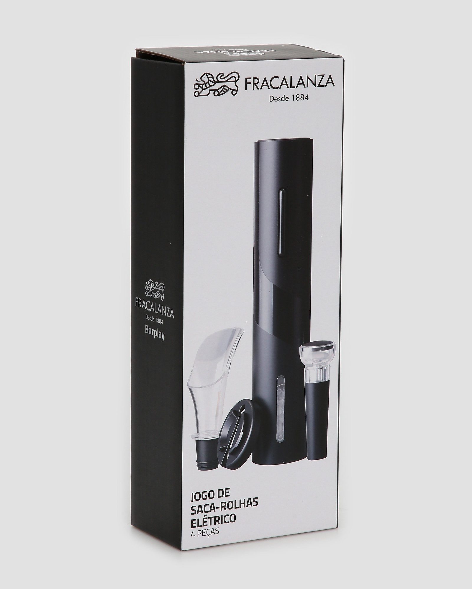Kit abridor de vinho elétrico 4 peças Barplay preto | Fracalanza