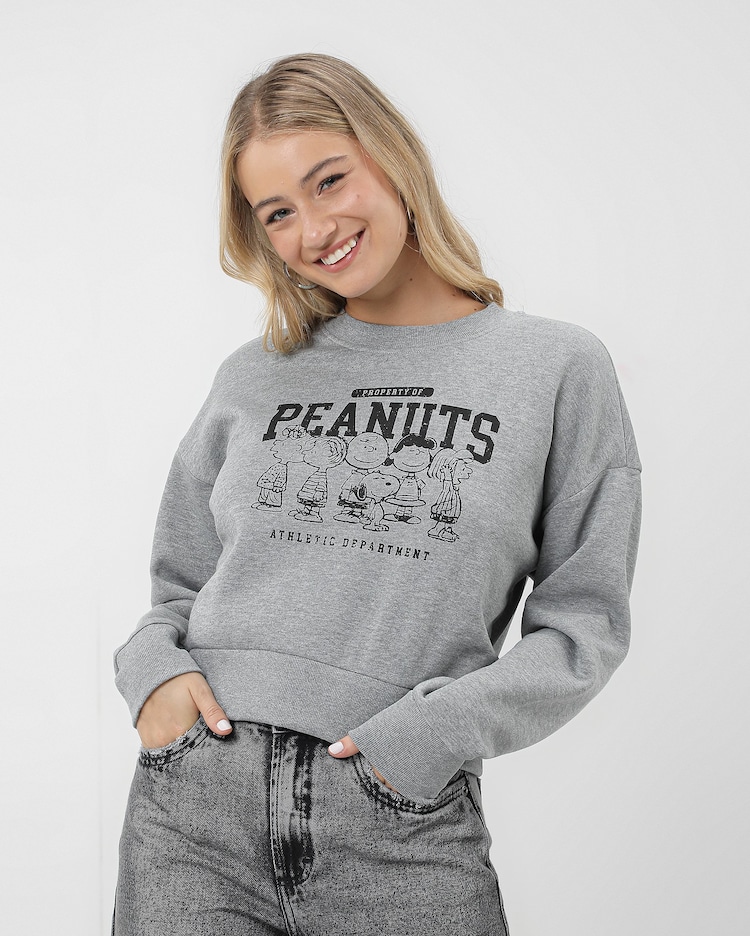 Riachuelo Blusa de moletom feminina Snoopy mescla cinza Peanuts