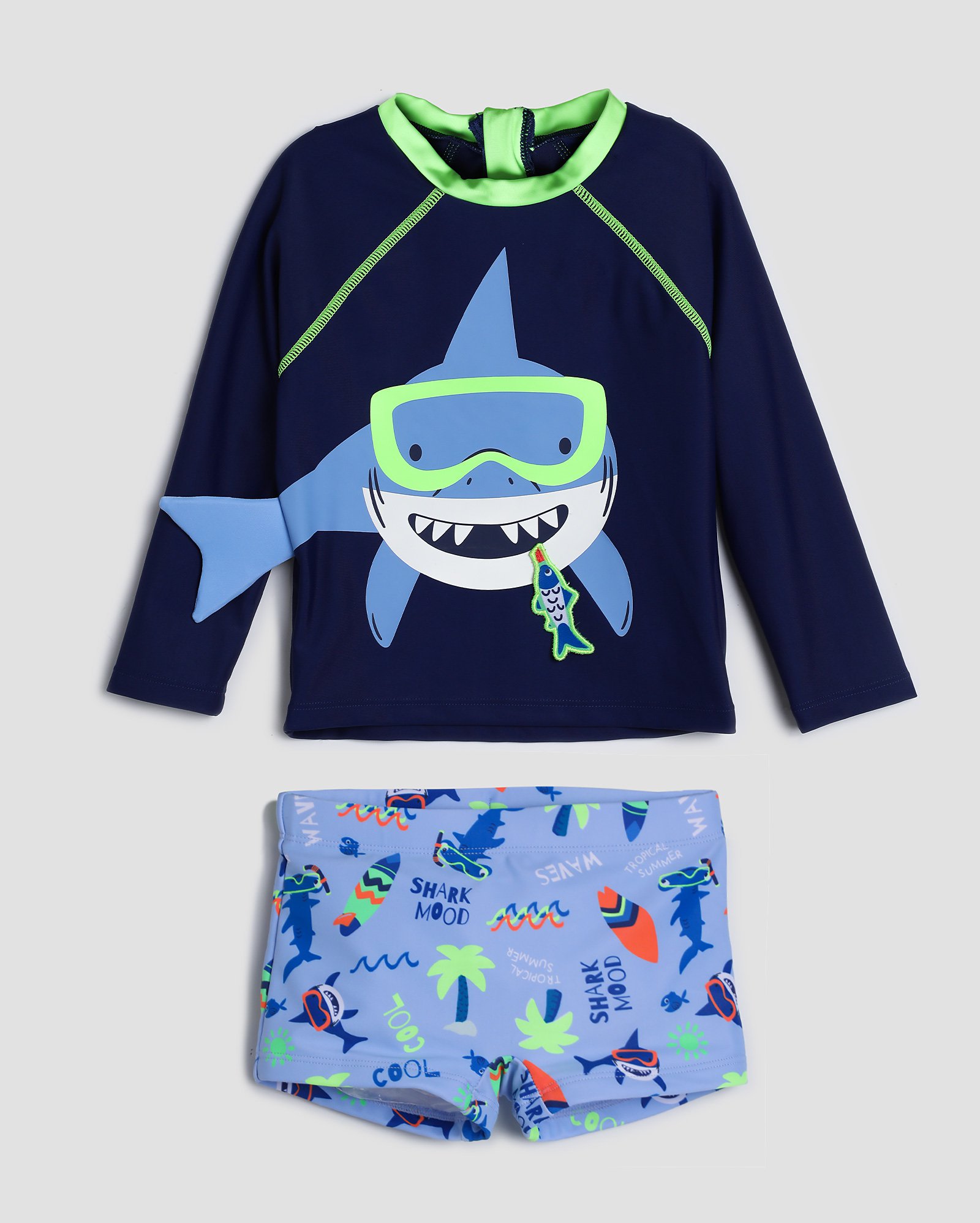 Conjunto de praia infantil 2 peças tubarão mergulhador 1-4A azul | Accessori by Riachuelo