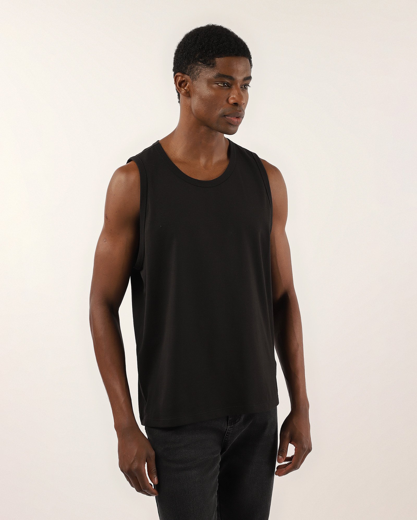 Regata masculina slim básica - Preto Mescla