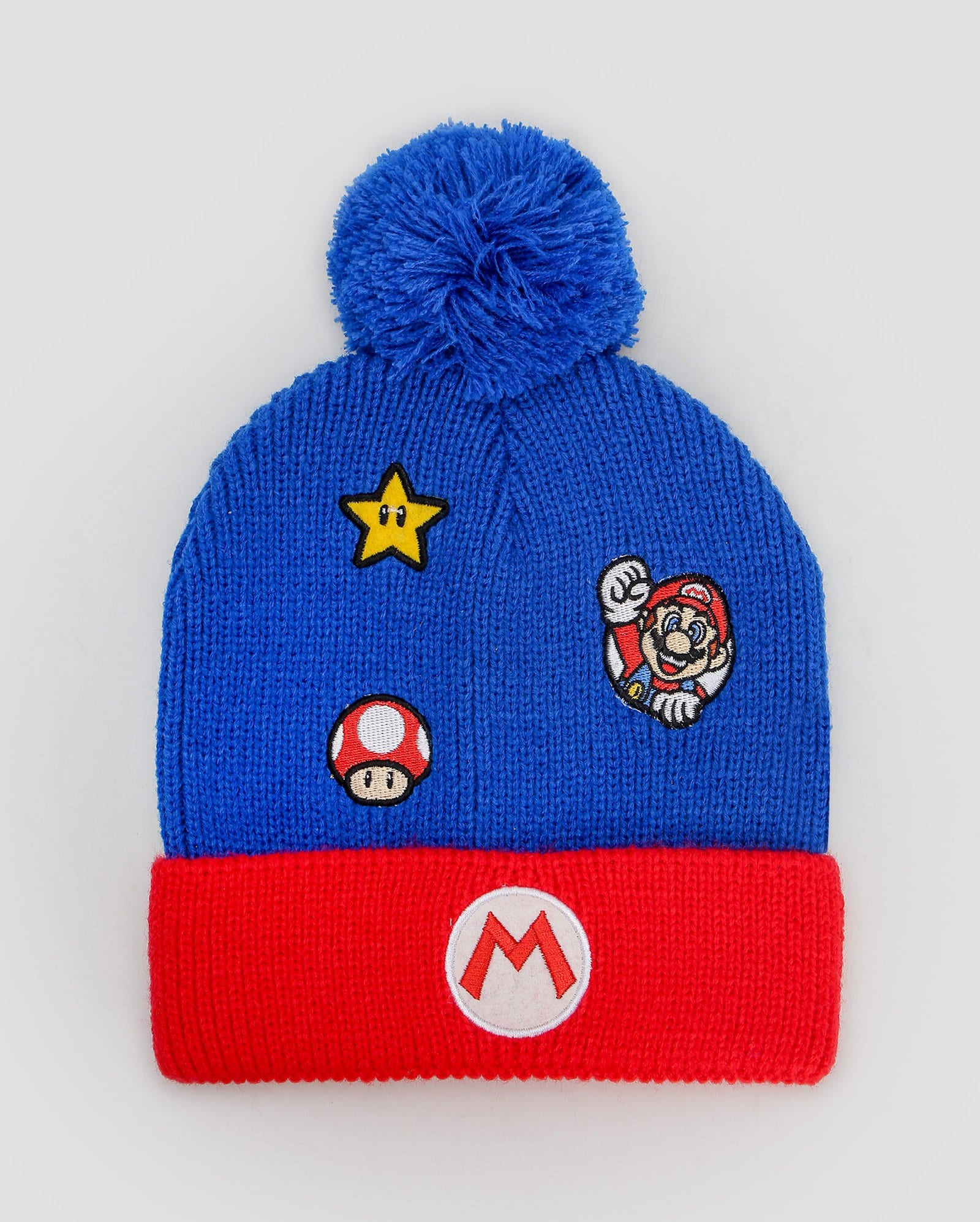Gorro infantil com pompom e dobra Super Mario azul | Nintendo