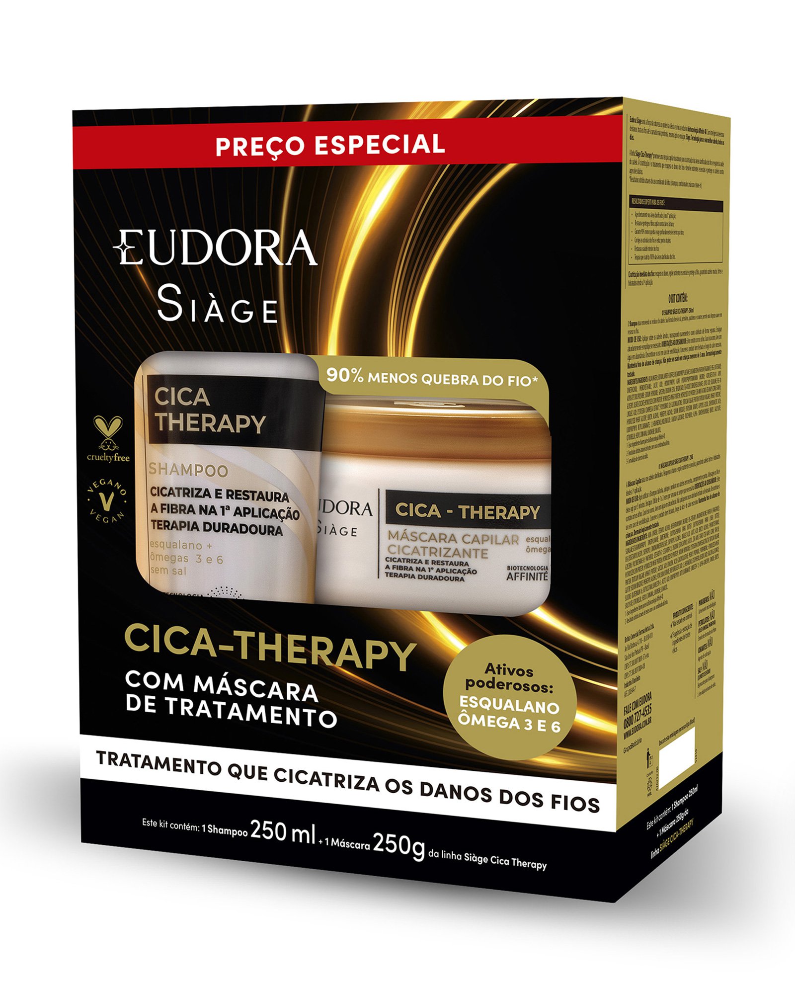 Kit shampoo 250ml + máscara 250g Cica-Therapy Siàge | Eudora