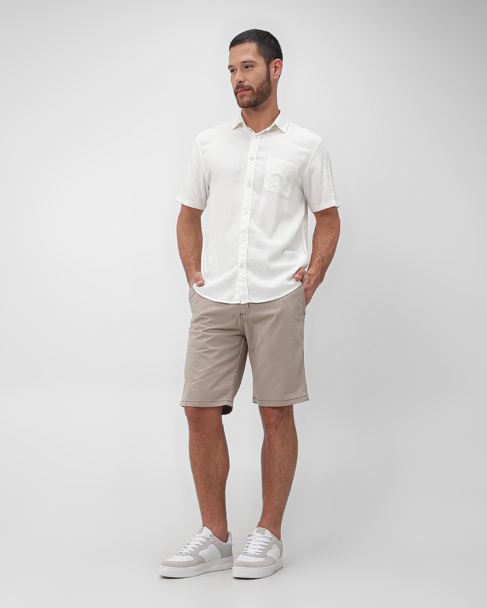 Bermuda sarja masculina reta chino - Bege | Pool Jeans