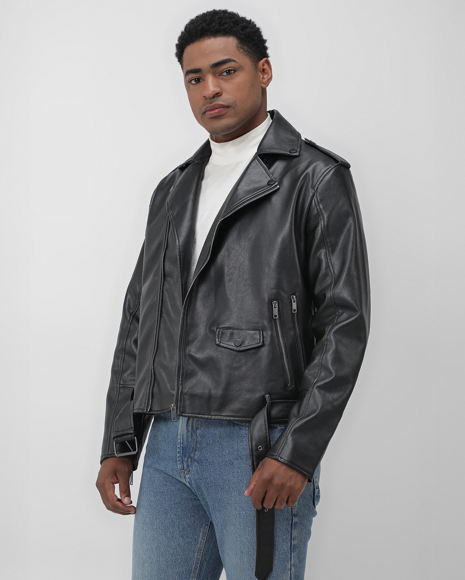 Jaqueta Couro Motoqueiro Masculina Casaco De Motoqueiro Jaqueta