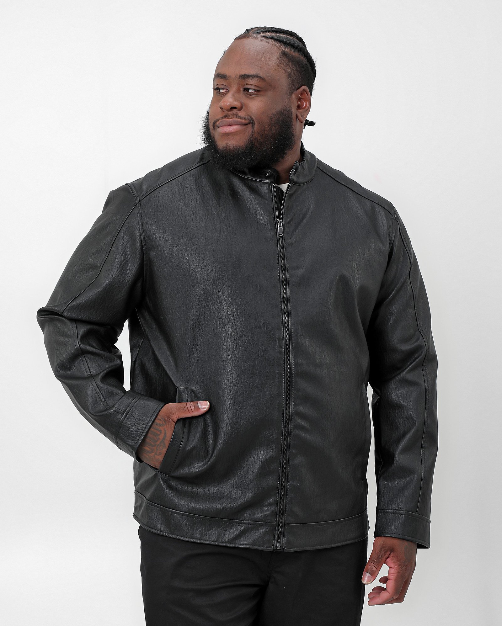 Jaqueta plus size masculina poliuretano preta | Original Plus by Riachuelo