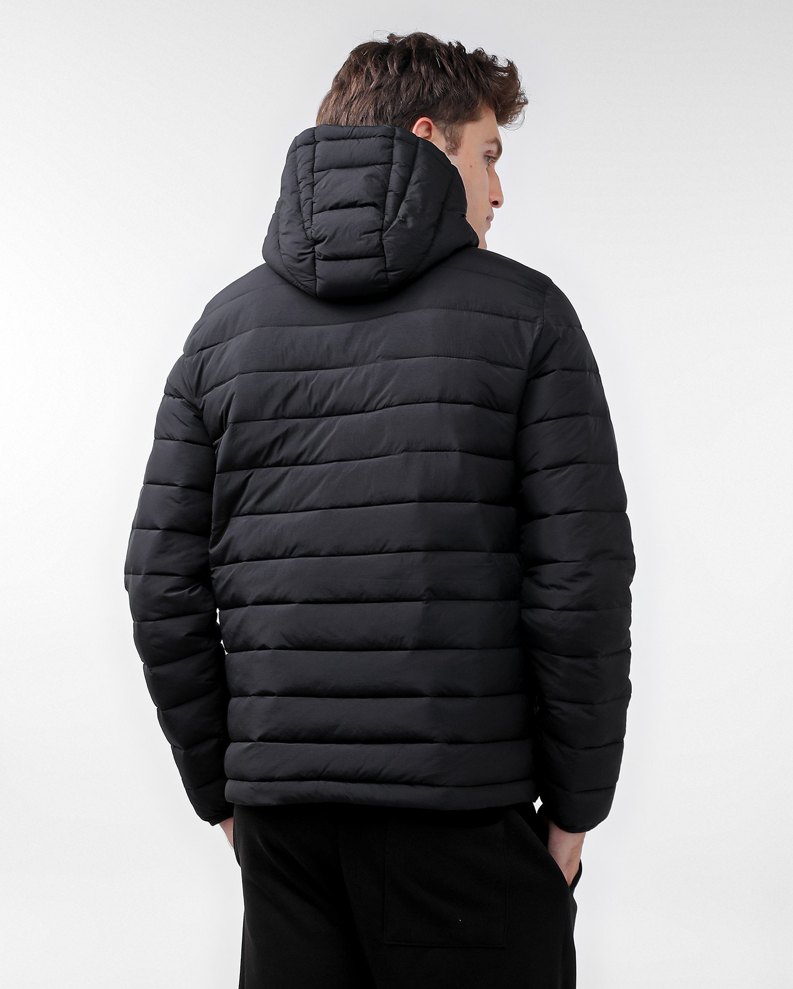Jaqueta masculina puffer com capuz e bolsos - Preto | Pool