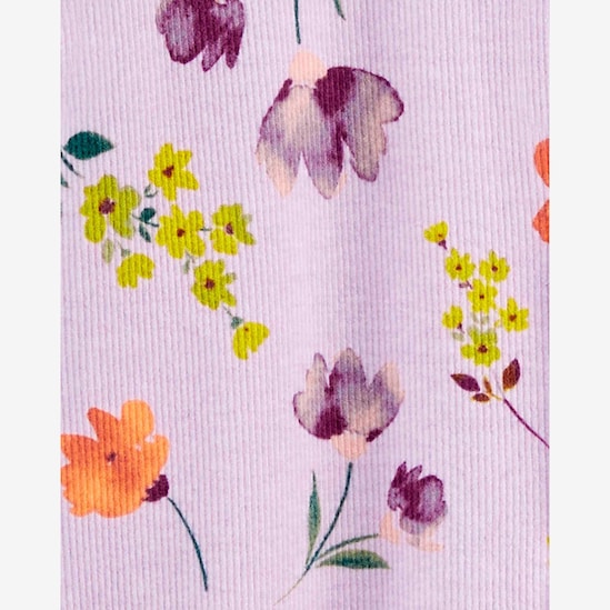 Macacão bebê canelado flores diversas lilás | Carter's