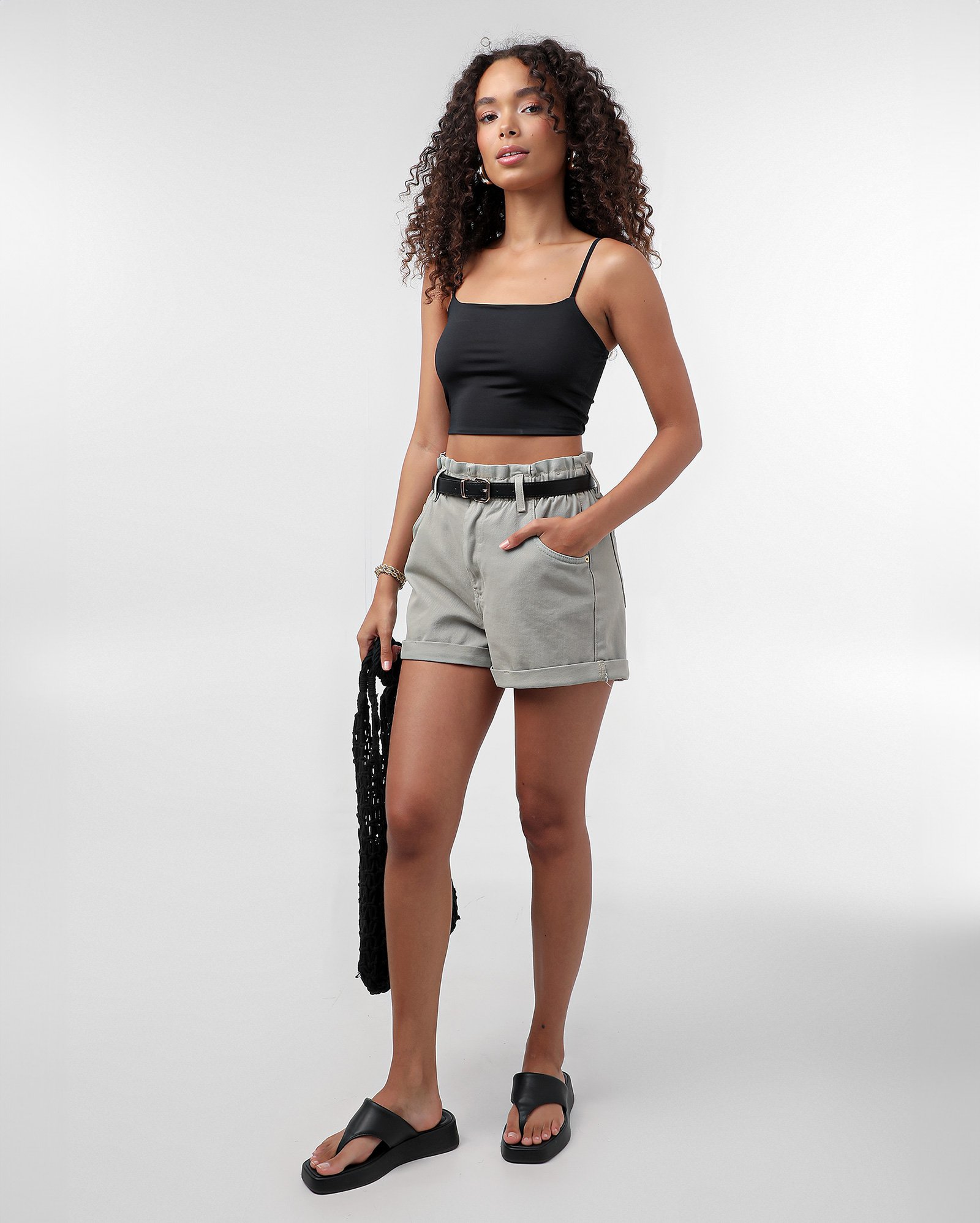 Short sarja feminino baggy cintura alta | Pool Jeans