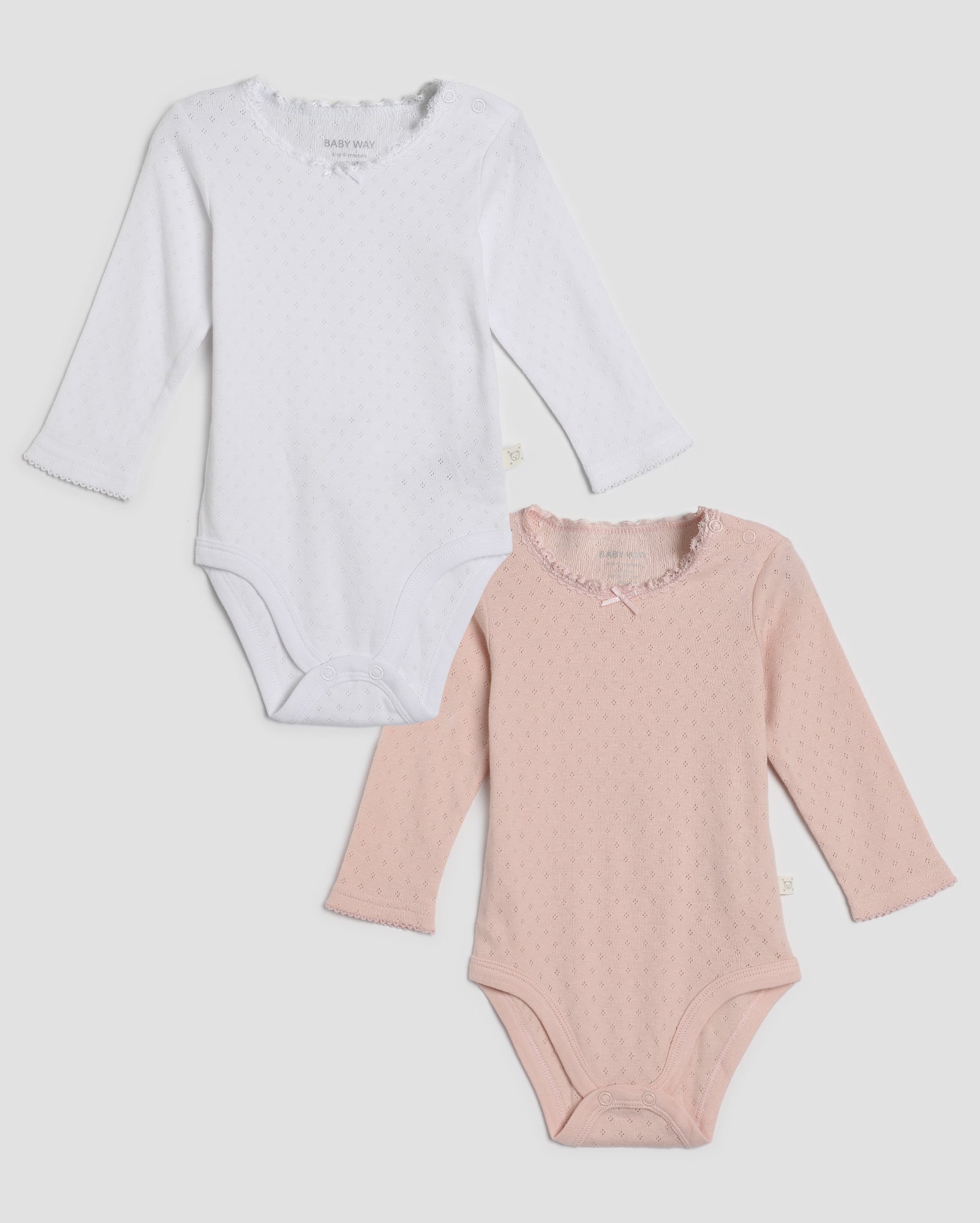 Kit body bebê 2 peças manga longa com renda multicor | Baby Way by Riachuelo