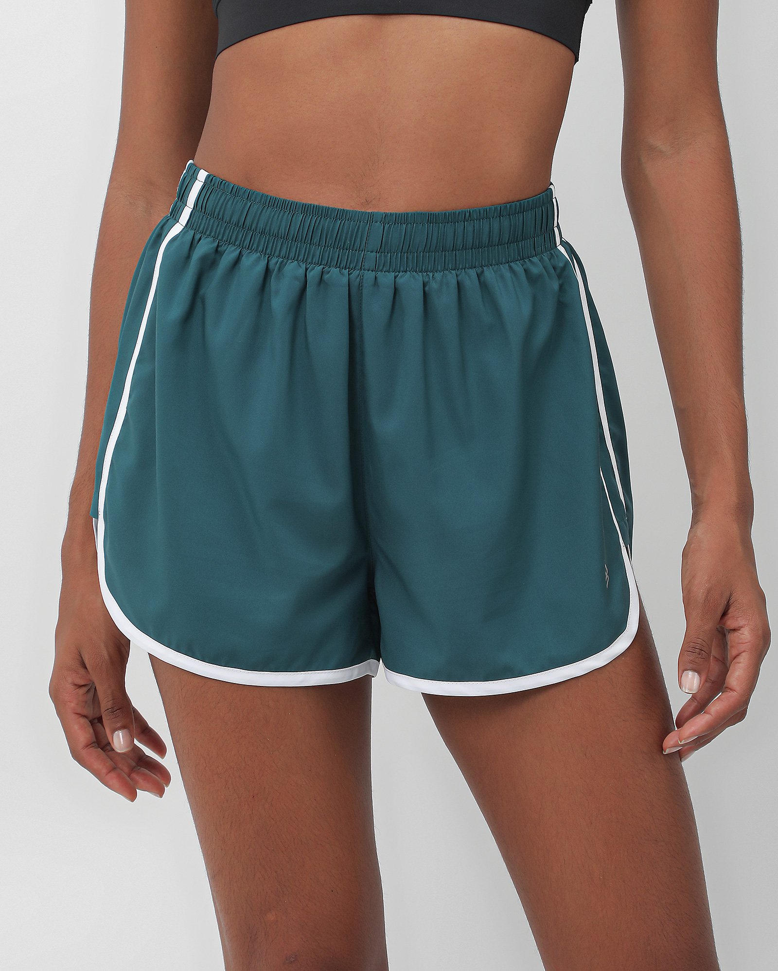 Short feminino de treino com cordão e viés - Verde Escuro | Body Work