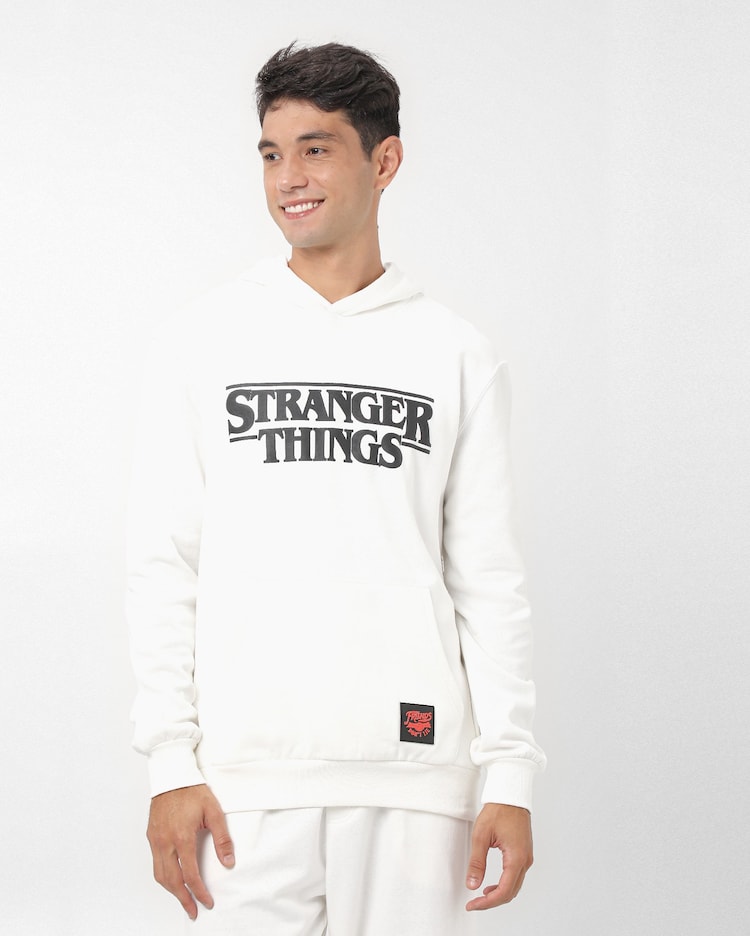 Riachuelo Blusa de moletom masculina logo Stranger Things branca
