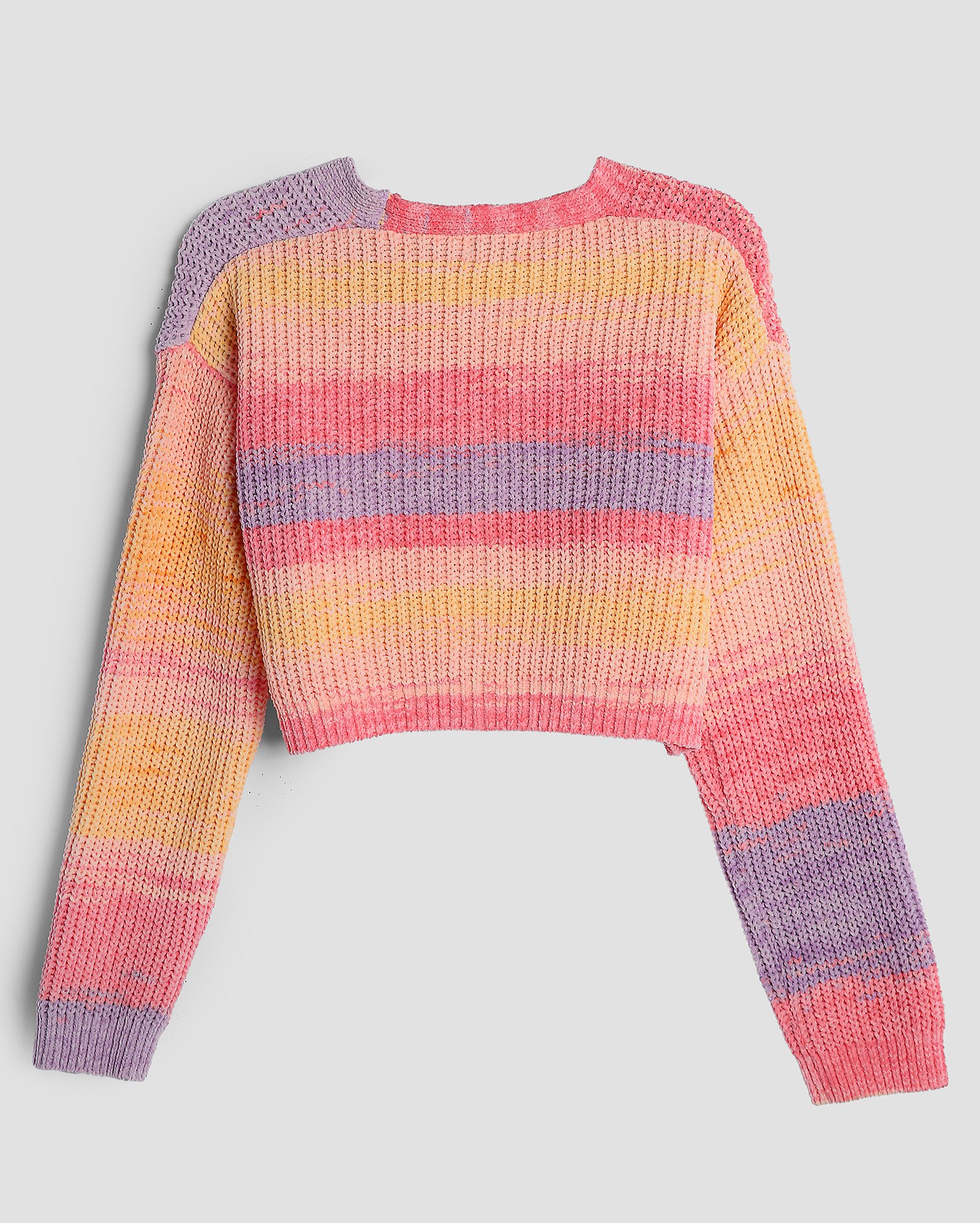 Cardigan cropped juvenil trançado arco-íris multicor | Pool