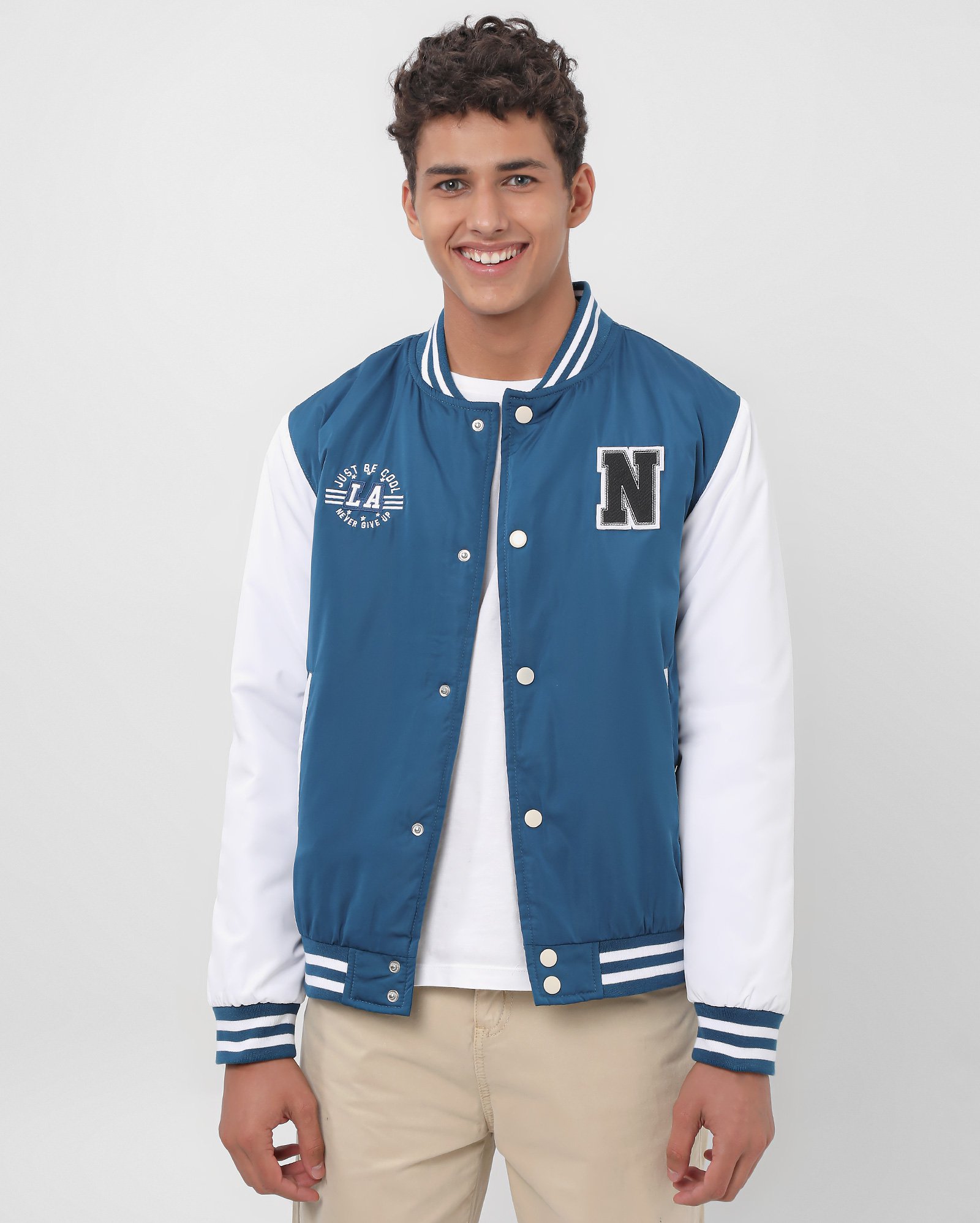 Jaqueta juvenil college just be cool azul | Y C by Riachuelo