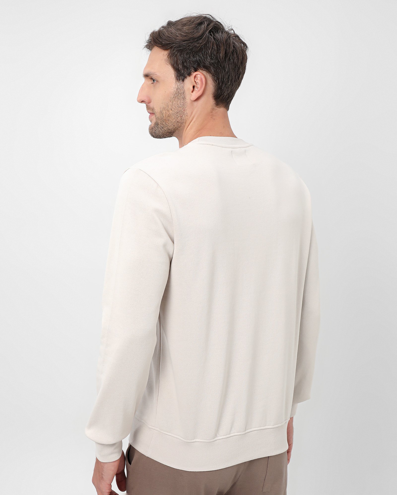 Blusa de moletom masculina gola careca lines bege | Original by Riachuelo