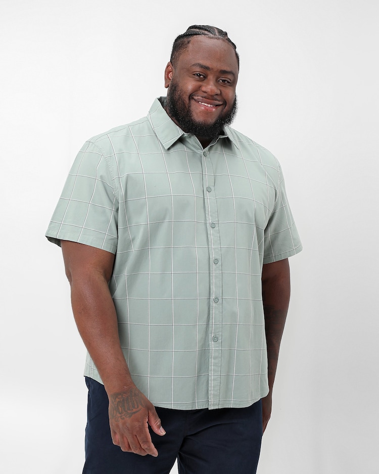 Riachuelo Camisa plus size masculina manga curta xadrez Verde