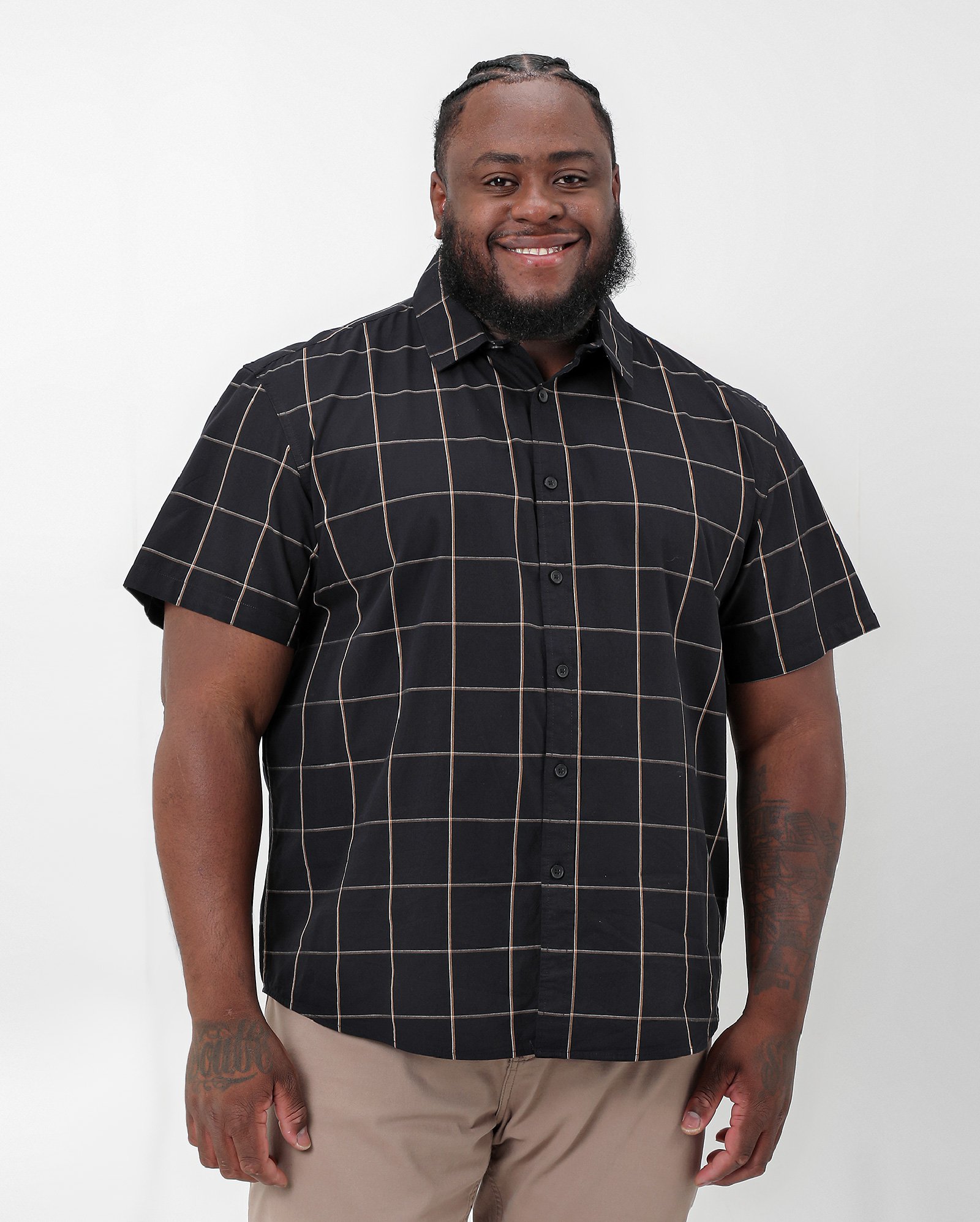 Camisa plus size masculina manga curta xadrez - Preto | Original Plus by Riachuelo