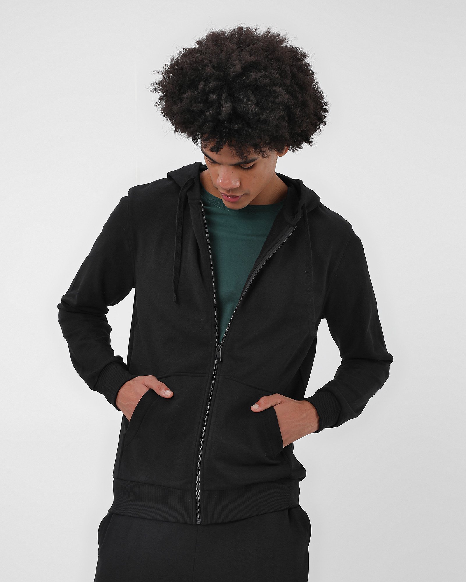 Blusa de moletom masculina aberta - Preto | Pool Basics