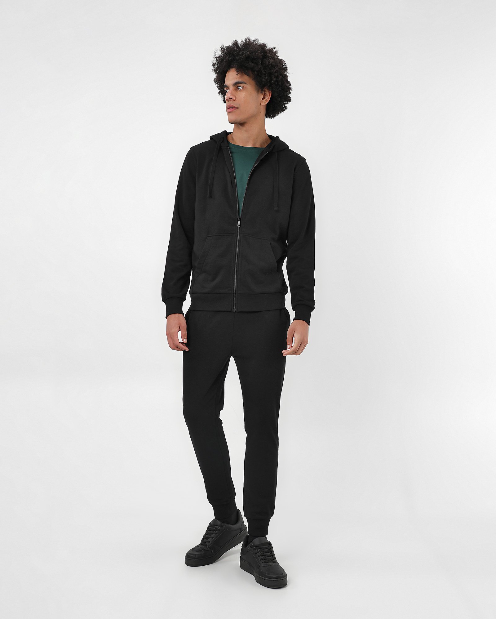 Calça de moletom masculina jogger com elástico - Preto