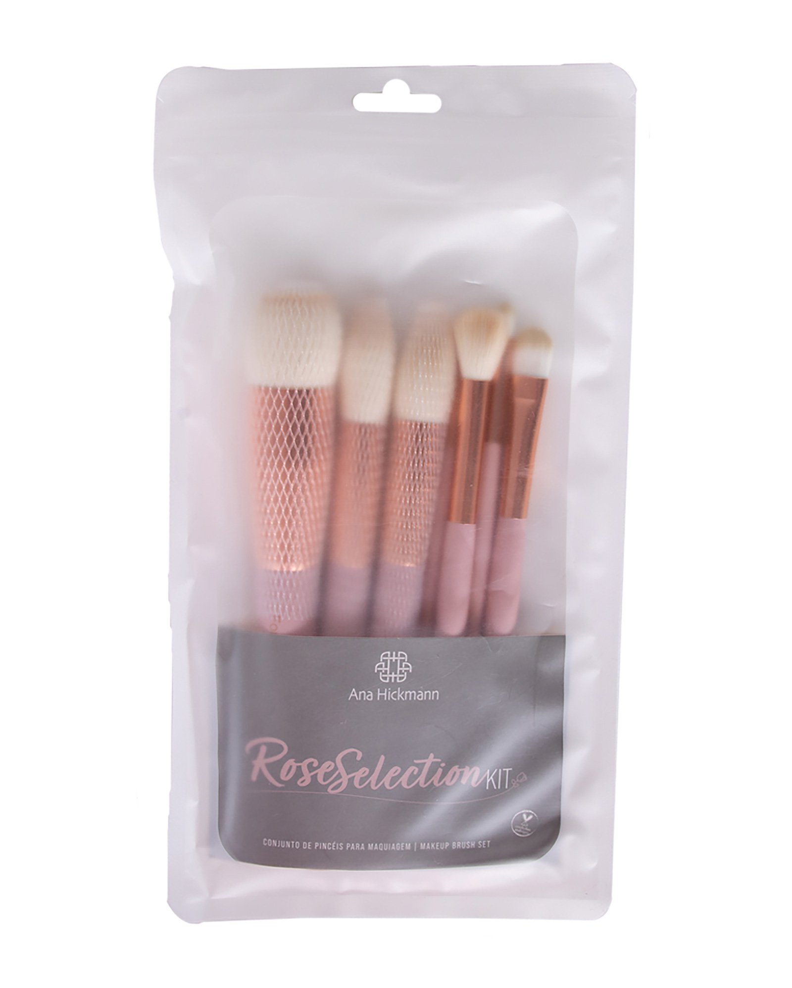 Kit pincel para olhos e rosto 7 unidades RoseSelection rosa | Ana Hickmann