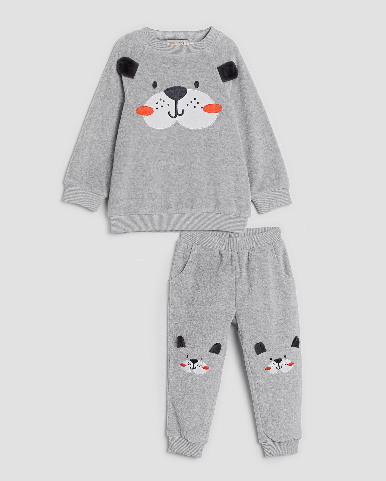 Conjunto longo infantil 2 peças peluciado bichinho mescla 1-4A cinza | Pool by Riachuelo