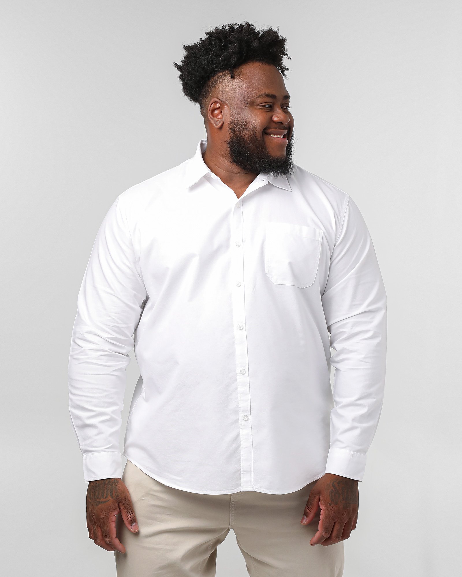 Camisa plus size masculina manga longa - Branco | Original Plus by Riachuelo