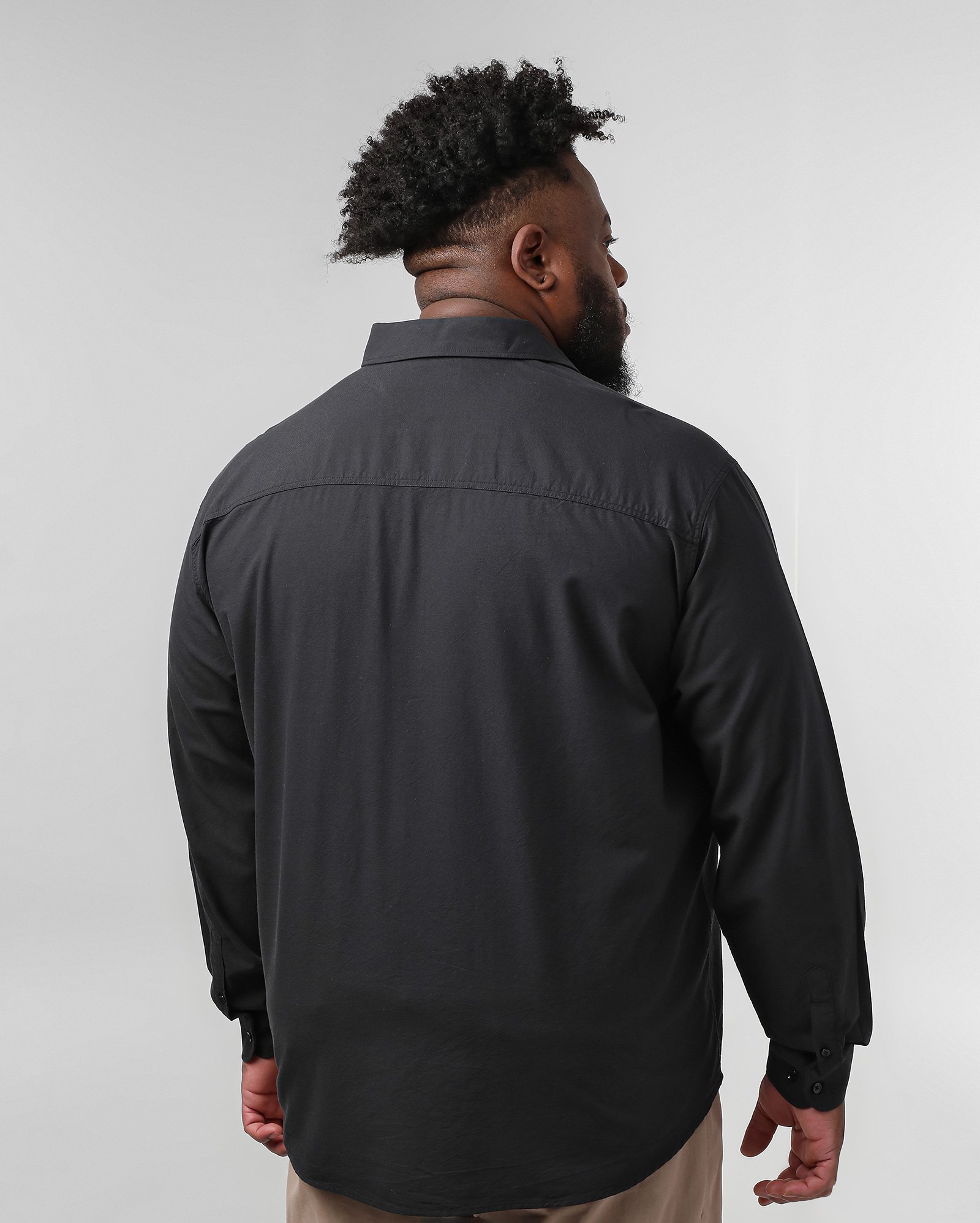 Camisa plus size masculina manga longa - Preto | Original Plus by Riachuelo