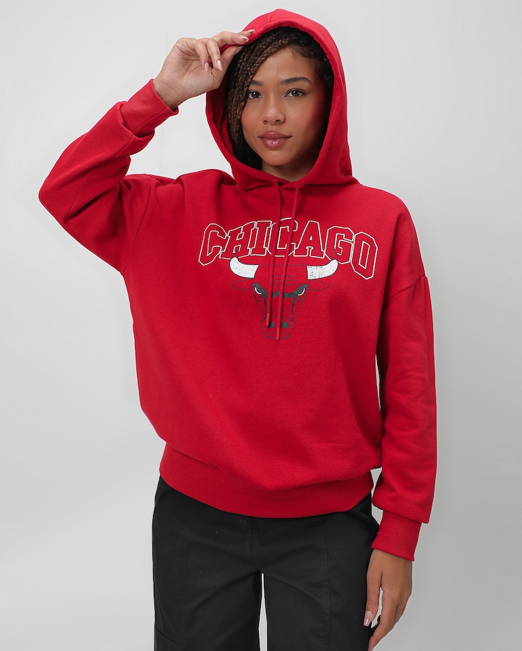 Riachuelo Blusa de moletom feminina com capuz Chicago Bulls