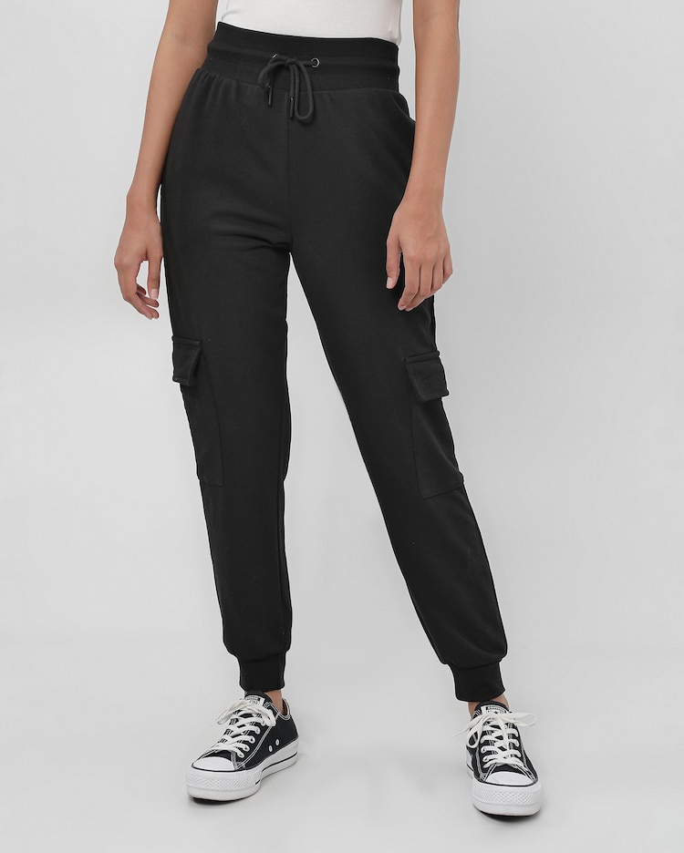 Riachuelo Calça de moletom feminina jogger bolso cargo Preto