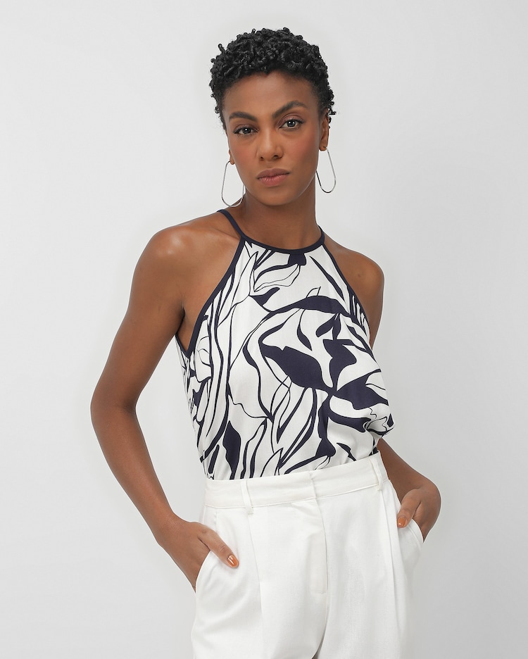 Riachuelo Regata feminina de viscose floral branca AK by Riachuelo