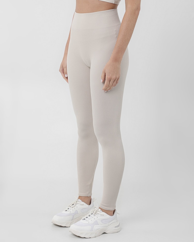 Riachuelo Calça legging canelada cintura alta Cinza Claro
