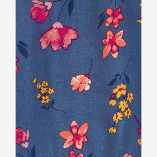 Vestido curto infantil evasê viscose lastex floral azul | Carter's