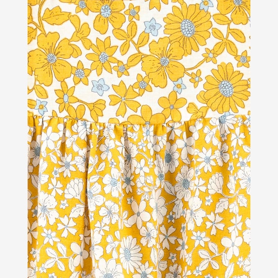 Vestido curto infantil evasê marias floral amarelo | Carter's