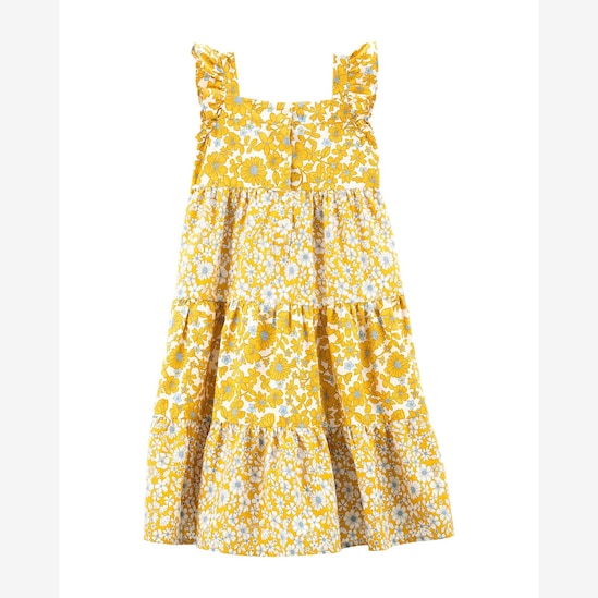 Vestido curto infantil evasê marias floral amarelo | Carter's