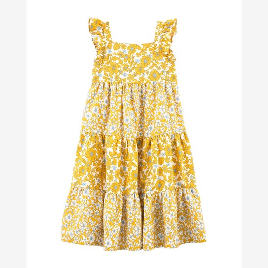 Vestido curto infantil evasê marias floral amarelo | Carter's