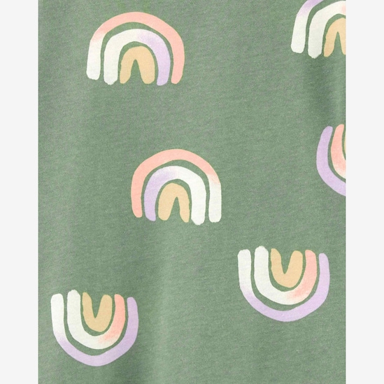 Vestido curto infantil evasê manga curta arco-íris verde | Carter's