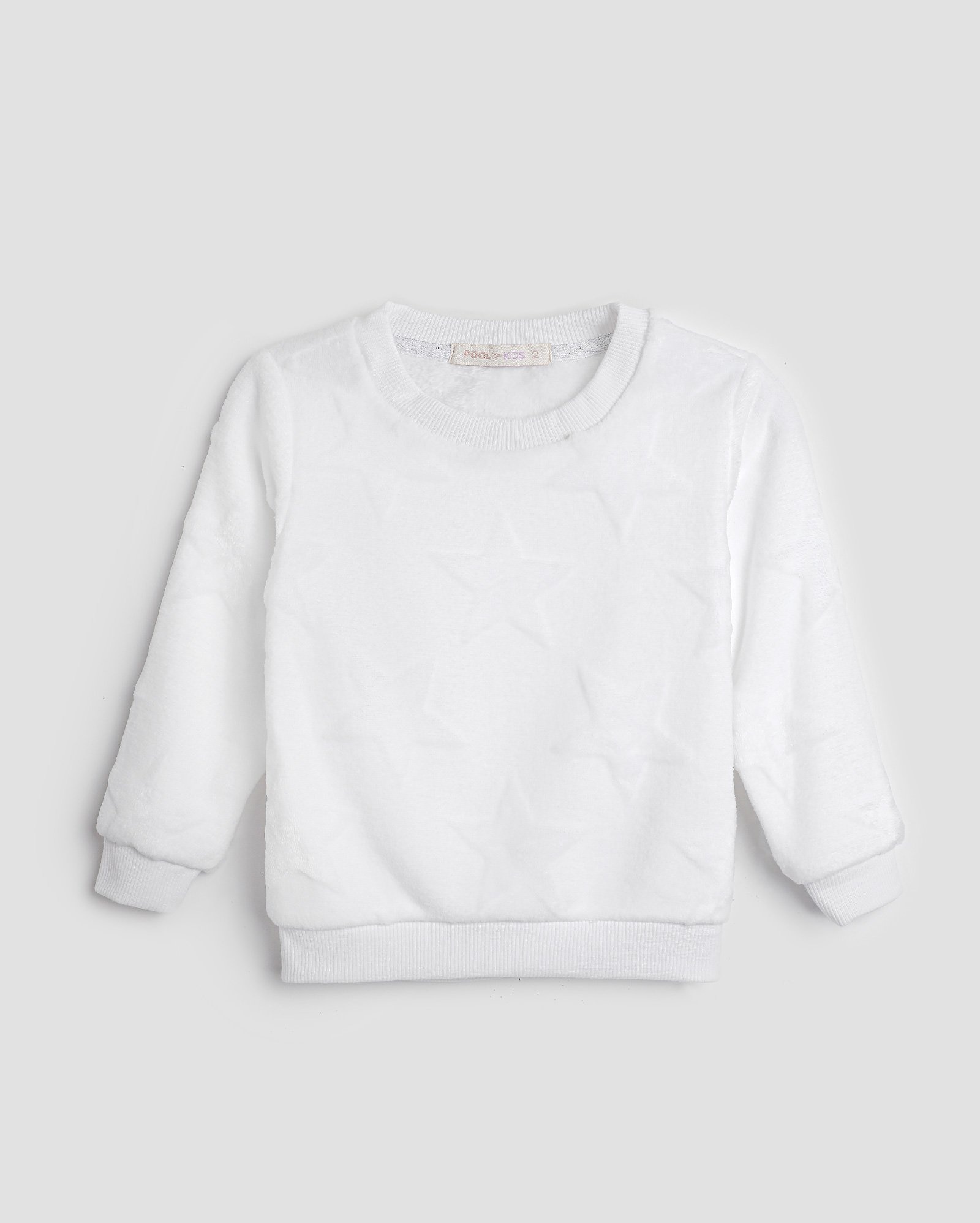 Blusa de moletom infantil peluciada com estrelas 1-4A - Branco | Pool Kids