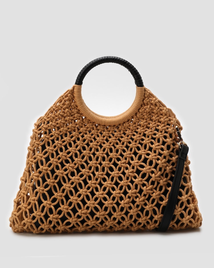 Riachuelo Bolsa feminina bucket macramê alça fixa bege