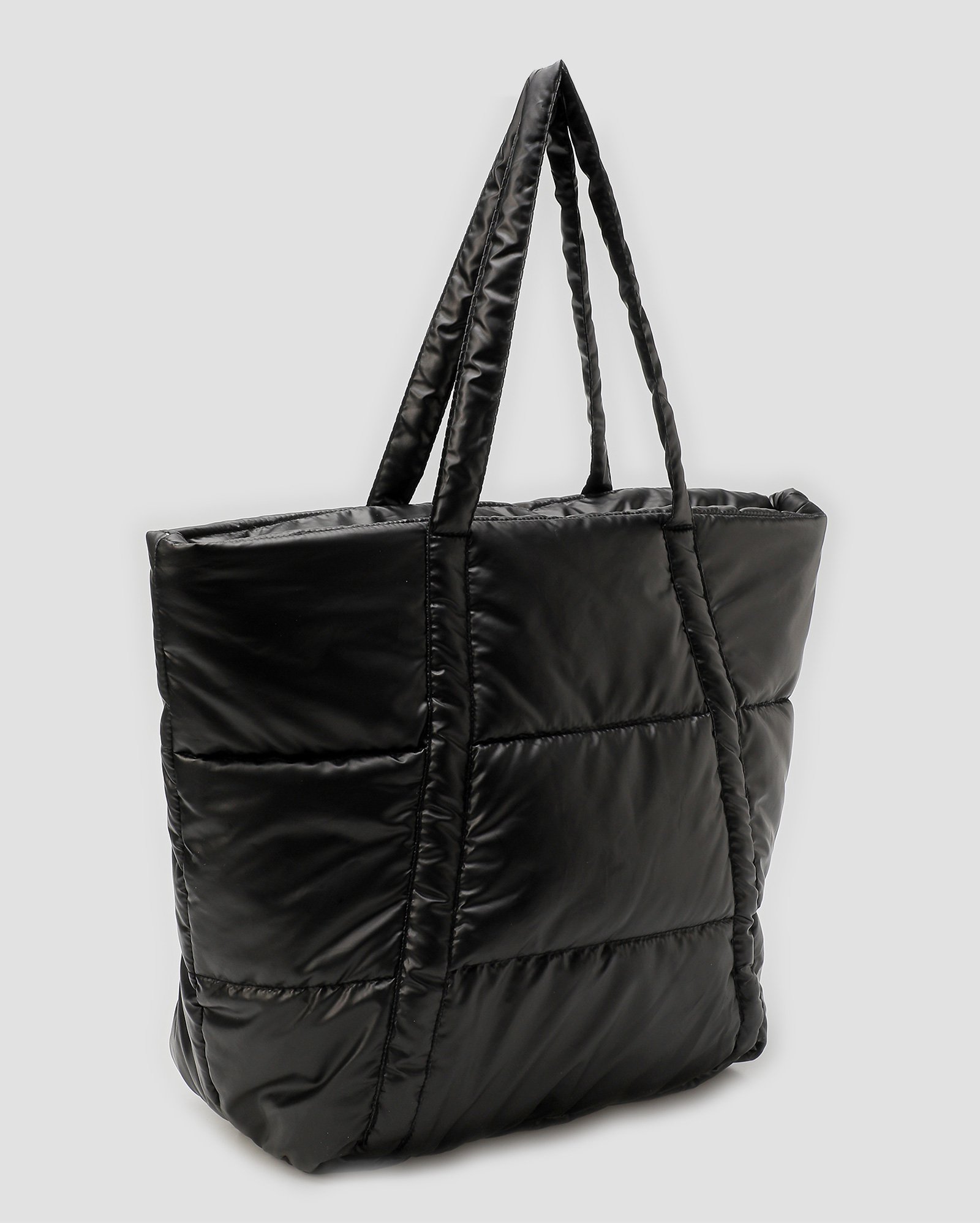 Bolsa feminina tote puffer com alças - Preto | Body Work