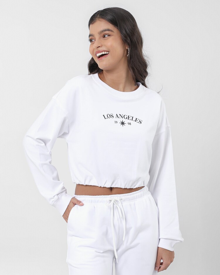 Riachuelo Blusa de moletom cropped juvenil Los Angeles branca