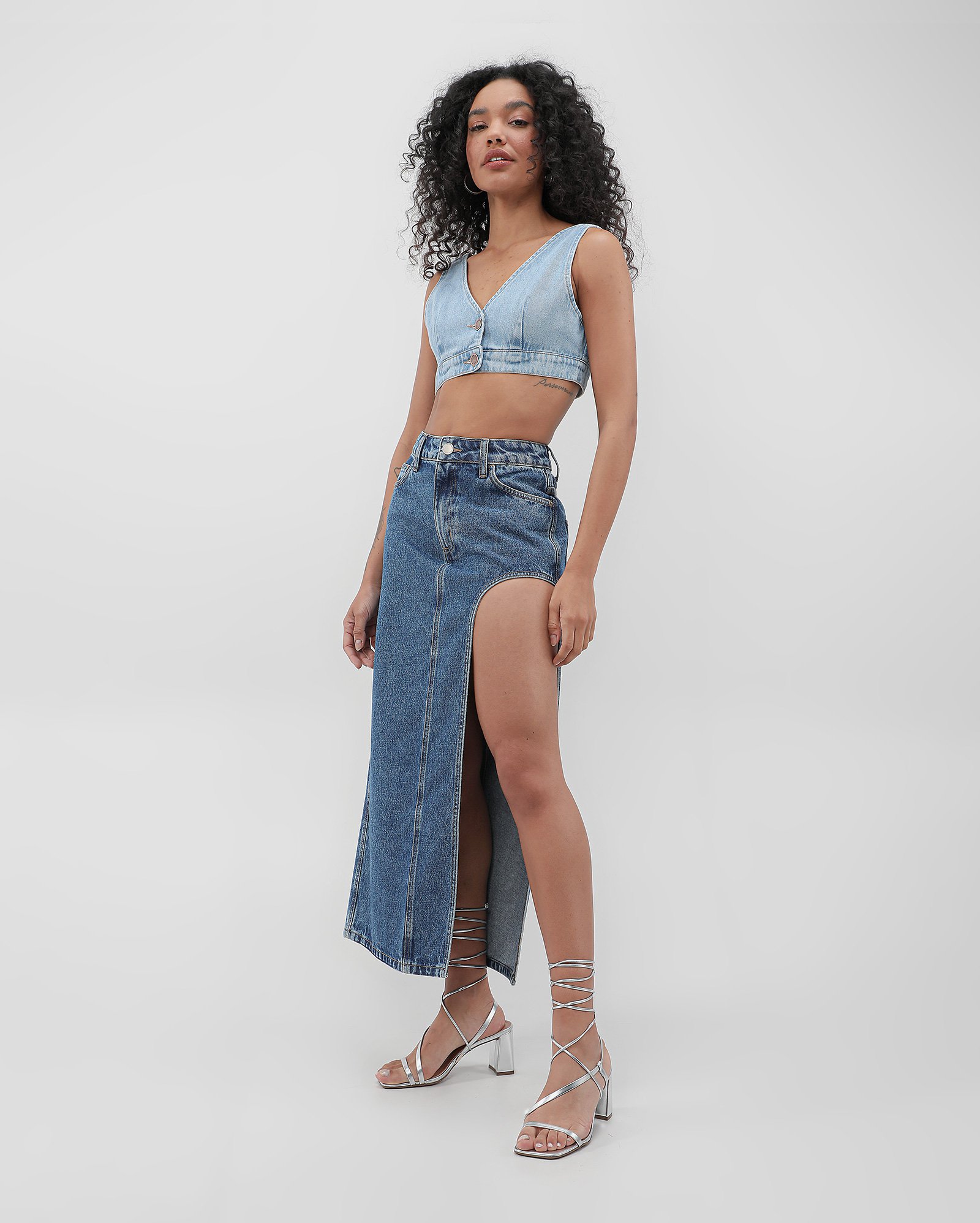 Usar Saia Jeans Longa Saia Longa Com Scarpin Saia Jeans Longa