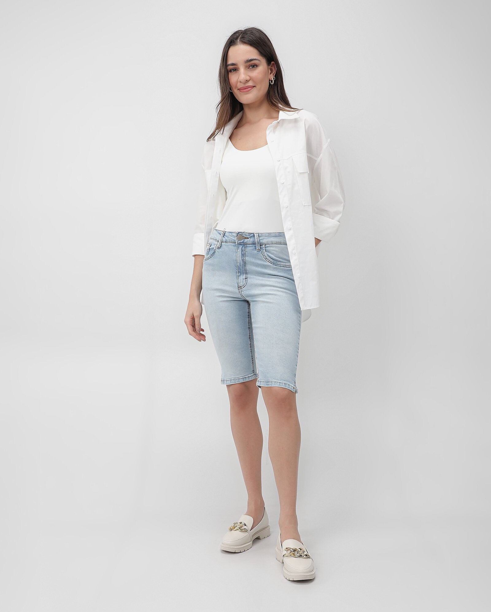 Bermuda jeans feminina ciclista - Jeans Claro | Pool Jeans — foto 3