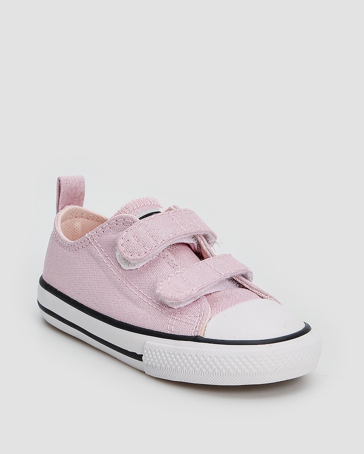 Riachuelo Tênis infantil de fita dupla com glitter rosa