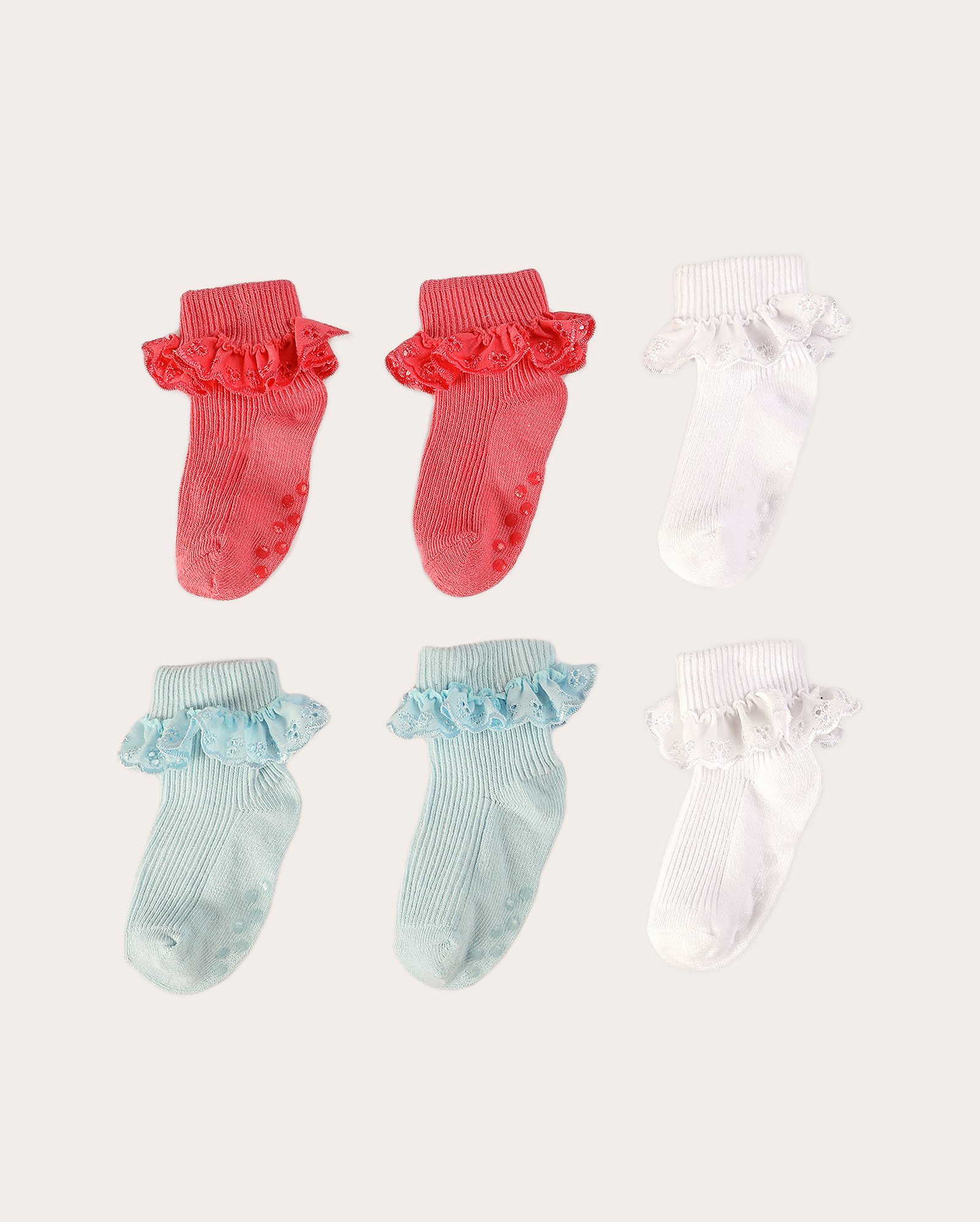 Kit meia bebê 3 pares com babado multicor | Baby Way by Riachuelo